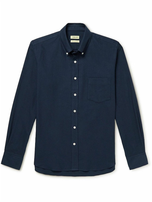 Photo: De Bonne Facture - Button-Down Collar Cotton-Flannel Shirt - Blue