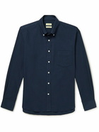 De Bonne Facture - Button-Down Collar Cotton-Flannel Shirt - Blue