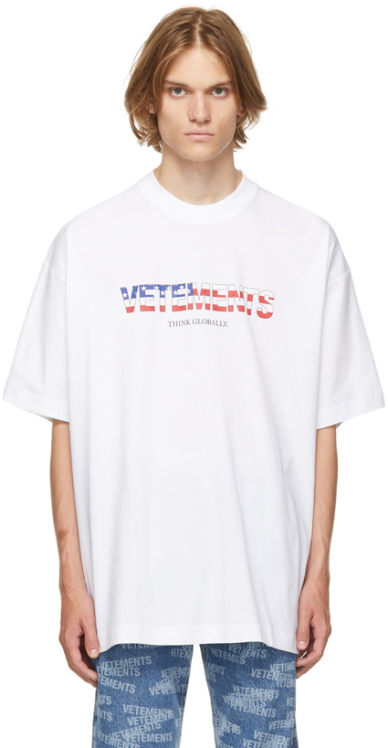 Photo: VETEMENTS White Jersey US Logo T-Shirt