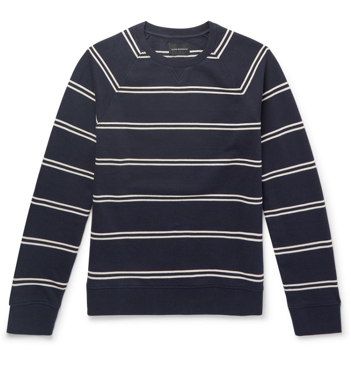 Photo: Club Monaco - Striped Loopback Cotton Sweatshirt - Blue