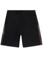 ALEXANDER MCQUEEN - Wide-Leg Logo Webbing-Trimmed Loopback Organic Cotton-Jersey Shorts - Black