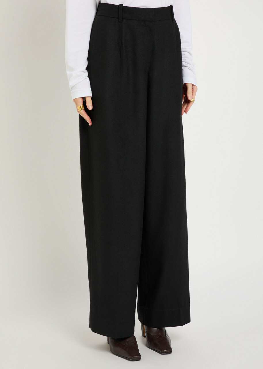Toteme Straight-leg Flannel Trousers Black