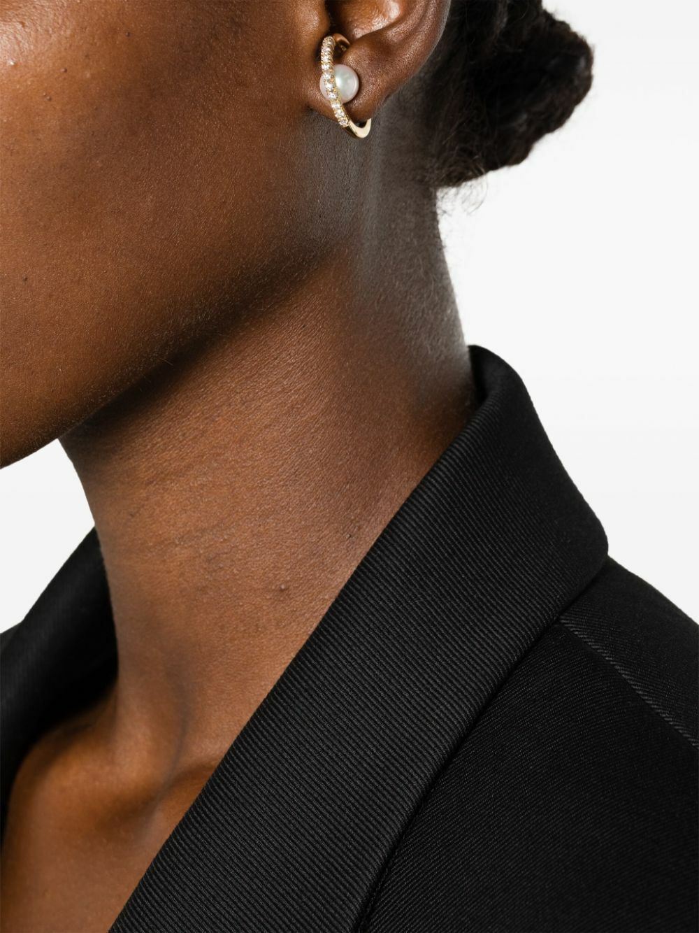 Mizuki 18K Yellow Gold Akoya Pearl And Diamond Earcuff