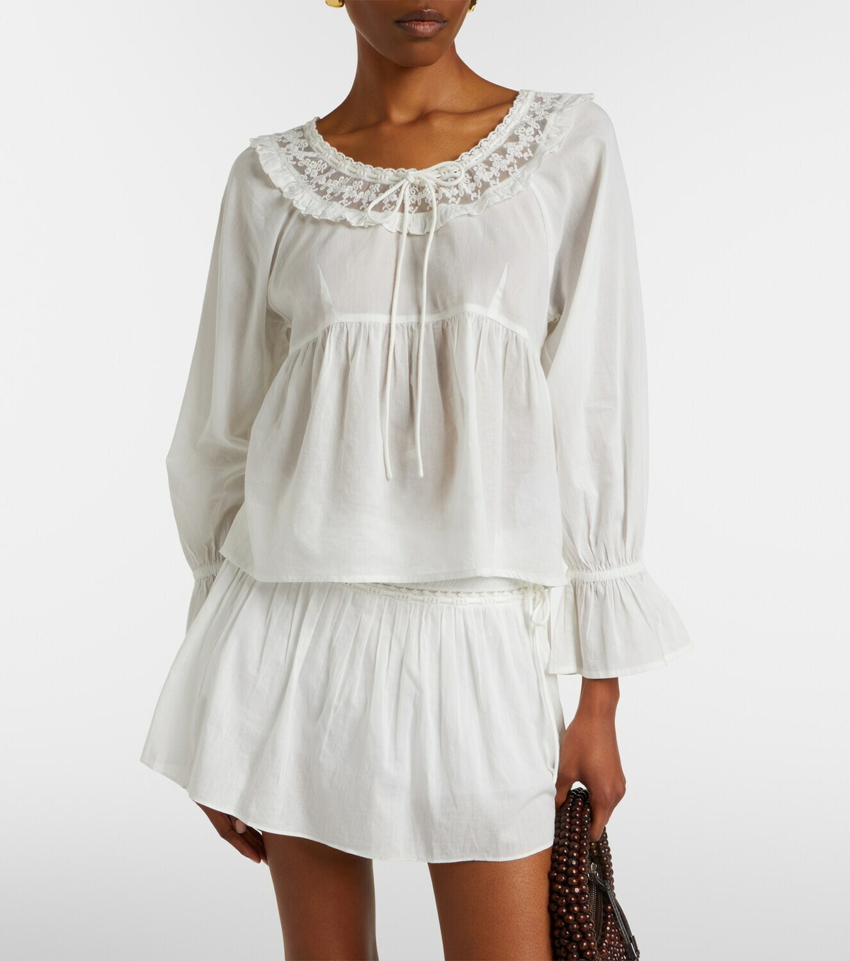 Posse Danielle lace-trimmed cotton blouse