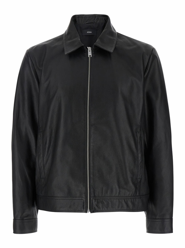 Photo: ARMA Wani Black Jacket With Classic Collar In Leather Man