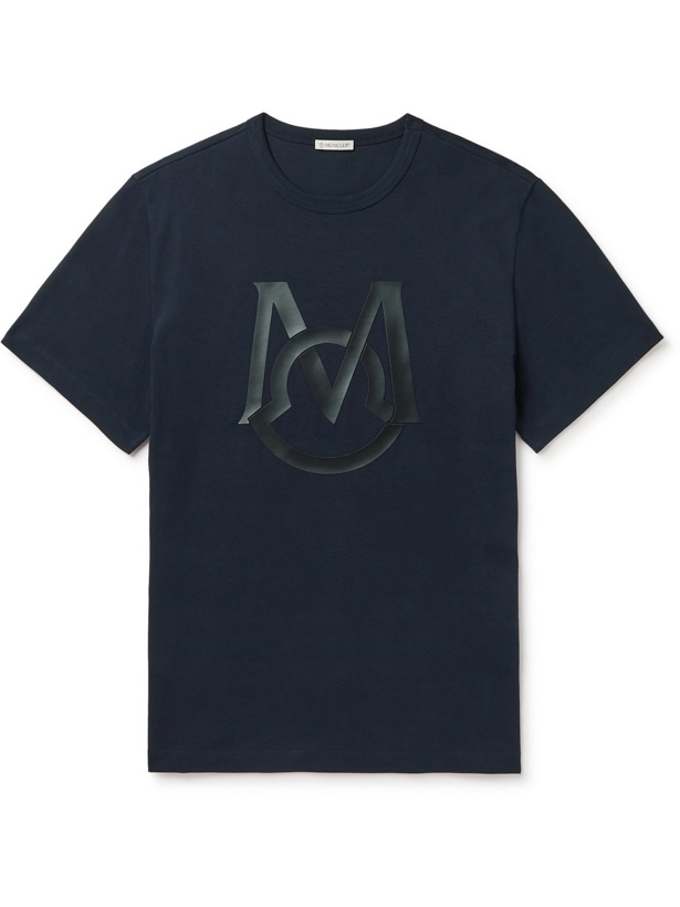 Photo: MONCLER - Logo-Appliquéd Cotton-Jersey T-Shirt - Blue