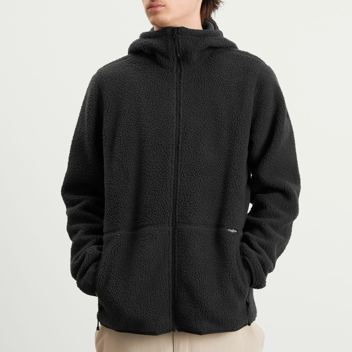 Haglöfs Men's Funäs Pile Fleece Hooded Jacket in True Black