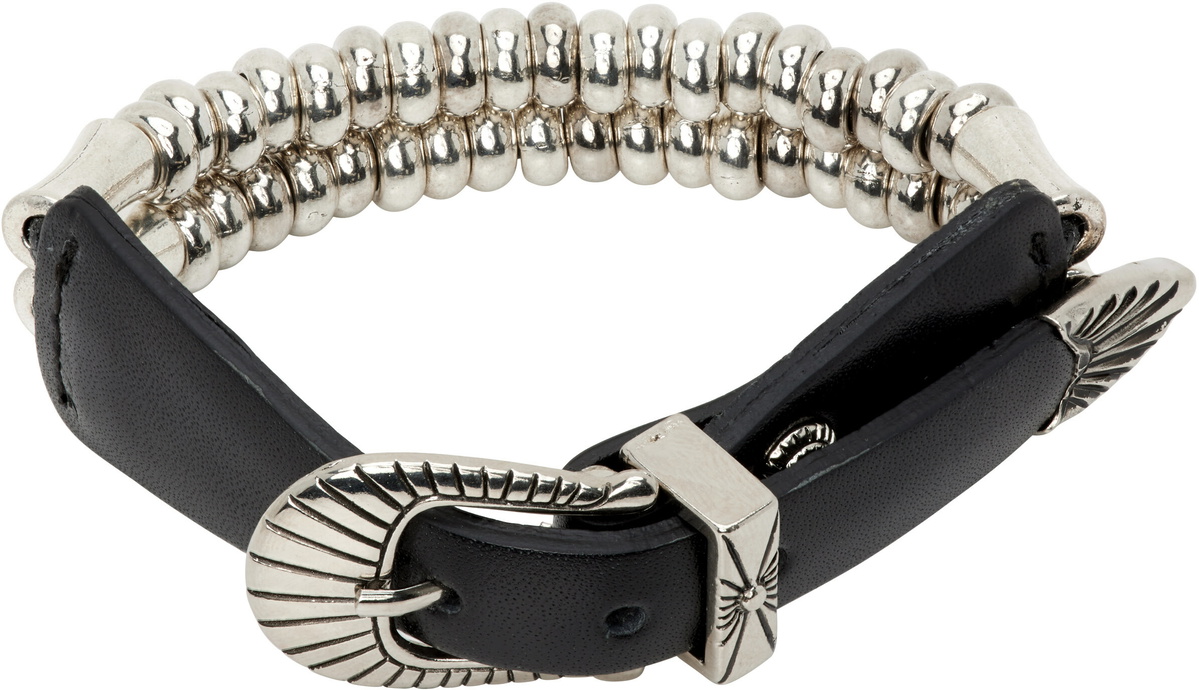 TOGA Women's Concho Leather Bangle in Black Toga Pulla