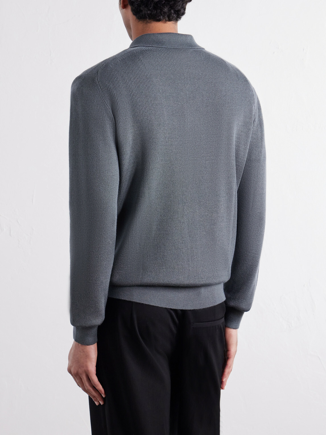 Begg & Co - Adrien Cashmere and Silk -Blend Polo Sweater - Gray