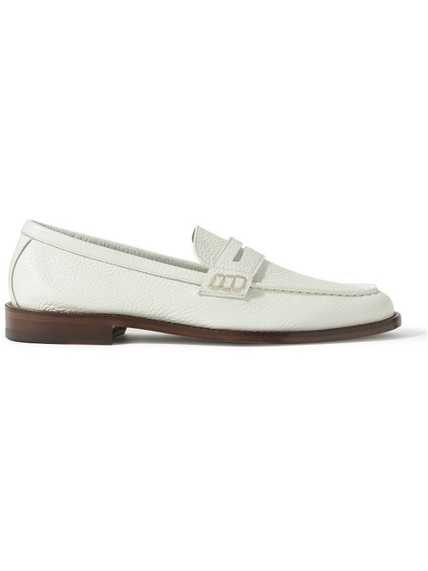 Photo: MANOLO BLAHNIK - Perry Full-Grain Leather Penny Loafers - White - UK 7