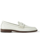 MANOLO BLAHNIK - Perry Full-Grain Leather Penny Loafers - White - UK 7