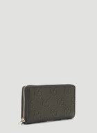 Perforated-Leather Zip-Around Wallet in Black