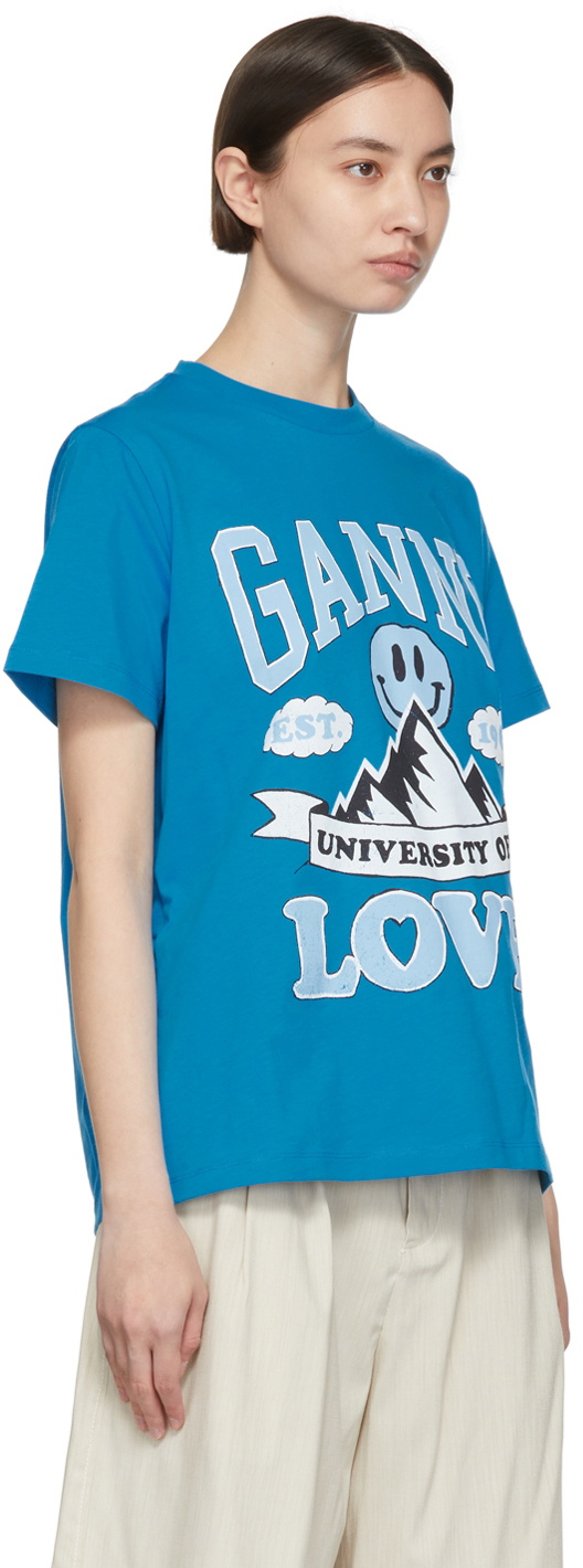 Ganni University Of Love Graphic-print Organic-cotton-jersey T-shirt In  Bright White