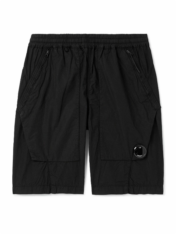 Photo: C.P. Company - Straight-Leg Logo-Appliquéd Cotton-Ripstop Shorts - Black