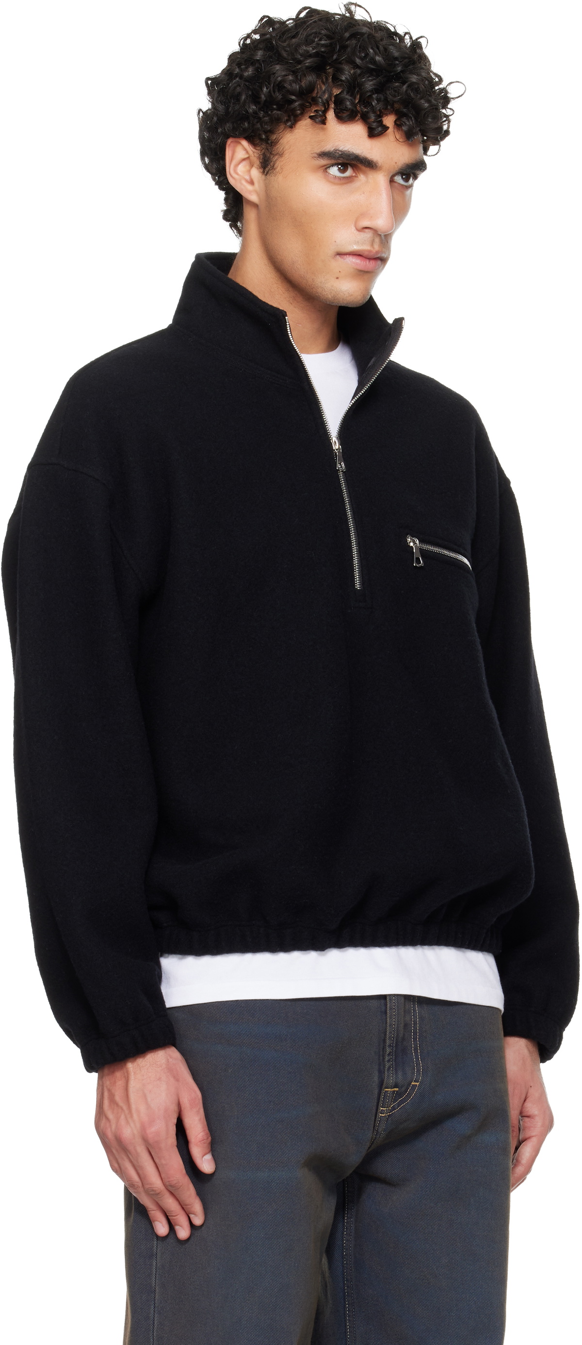 Rier Black Fleece Sweater