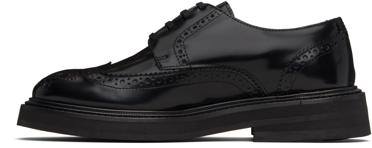 VINNY’s Black Leather Brogue Officer Derbys