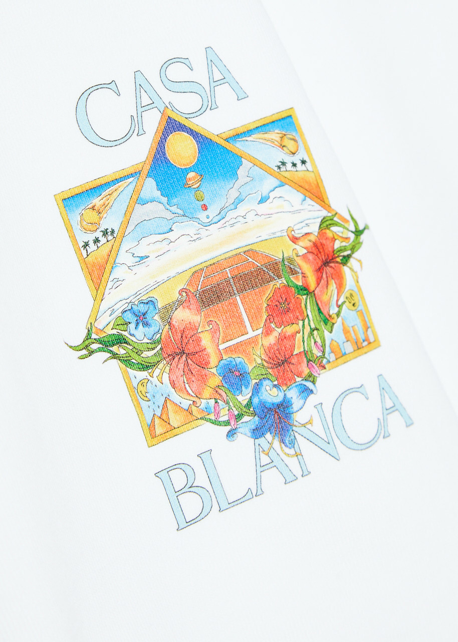 Casablanca Flower Court Icon Printed Cotton T-shirt White