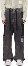 Miharayasuhiro Black Raw Edge Cargo Pants