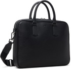 BOSS Black Leather Embossed-Logo Document Briefcase