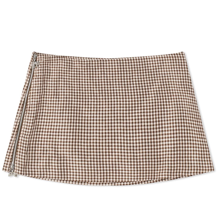 Photo: Acne Studios Women's Irella Check Mini Skirt in Brown/White