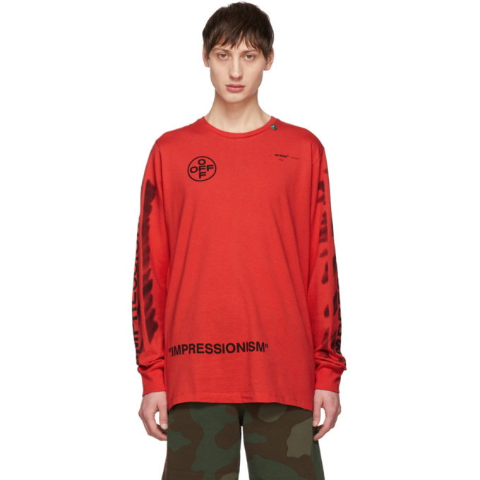 Off-White Red Diag Long Sleeve T-Shirt Off-White