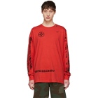 Off-White Red Diag Stencil Long Sleeve T-Shirt