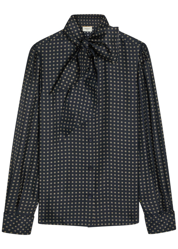 Photo: Saint Laurent Patterned Silk Blouse Dark Blue