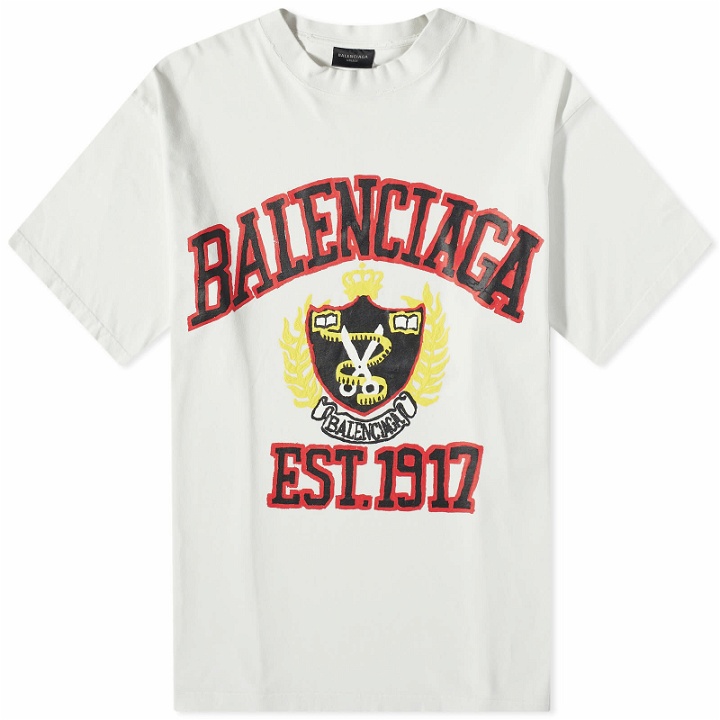 Photo: Balenciaga Men's College T-Shirt in Dirty White