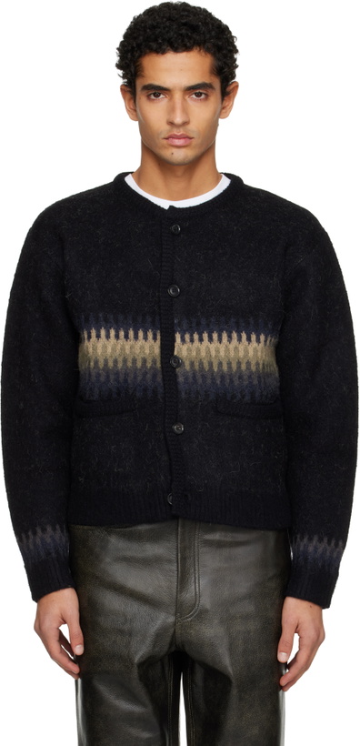 Photo: TONYWACK Black Alpaca Jacquard Knitted Cardigan