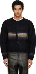 TONYWACK Black Alpaca Jacquard Knitted Cardigan