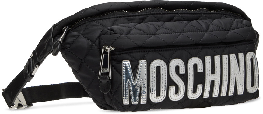 Moschino Black Quilted Logo Belt Bag