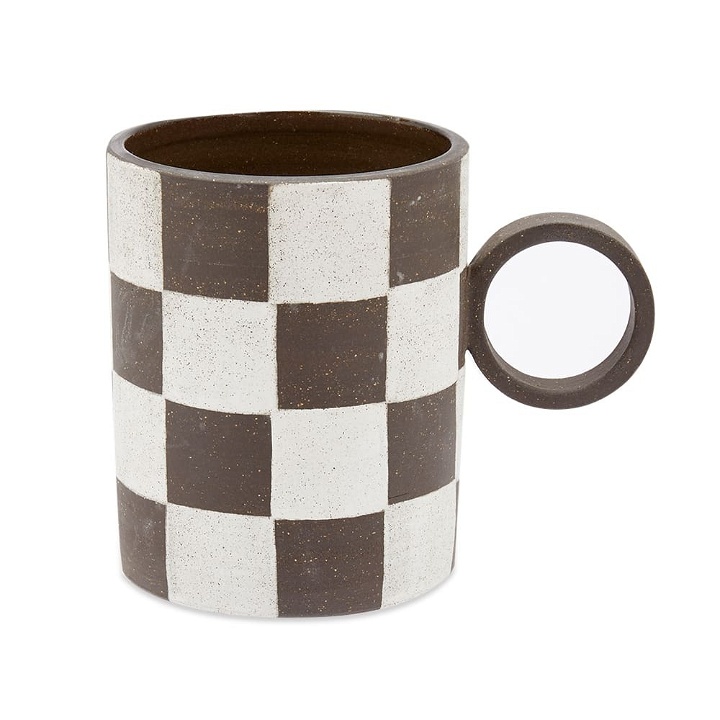 Photo: Mellow Ceramics Totem Mug - END. Exclusive in Brown Painted Checkers