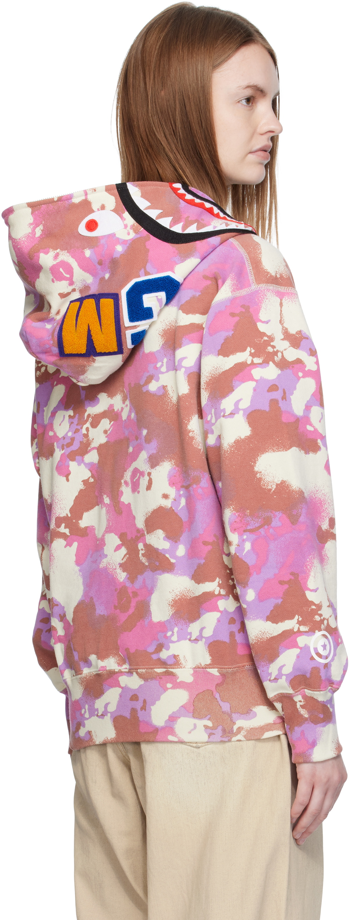 BAPE Pink Map Camo Shark Full Zip Hoodie
