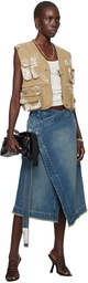 LU'U DAN Beige Painted Denim Vest