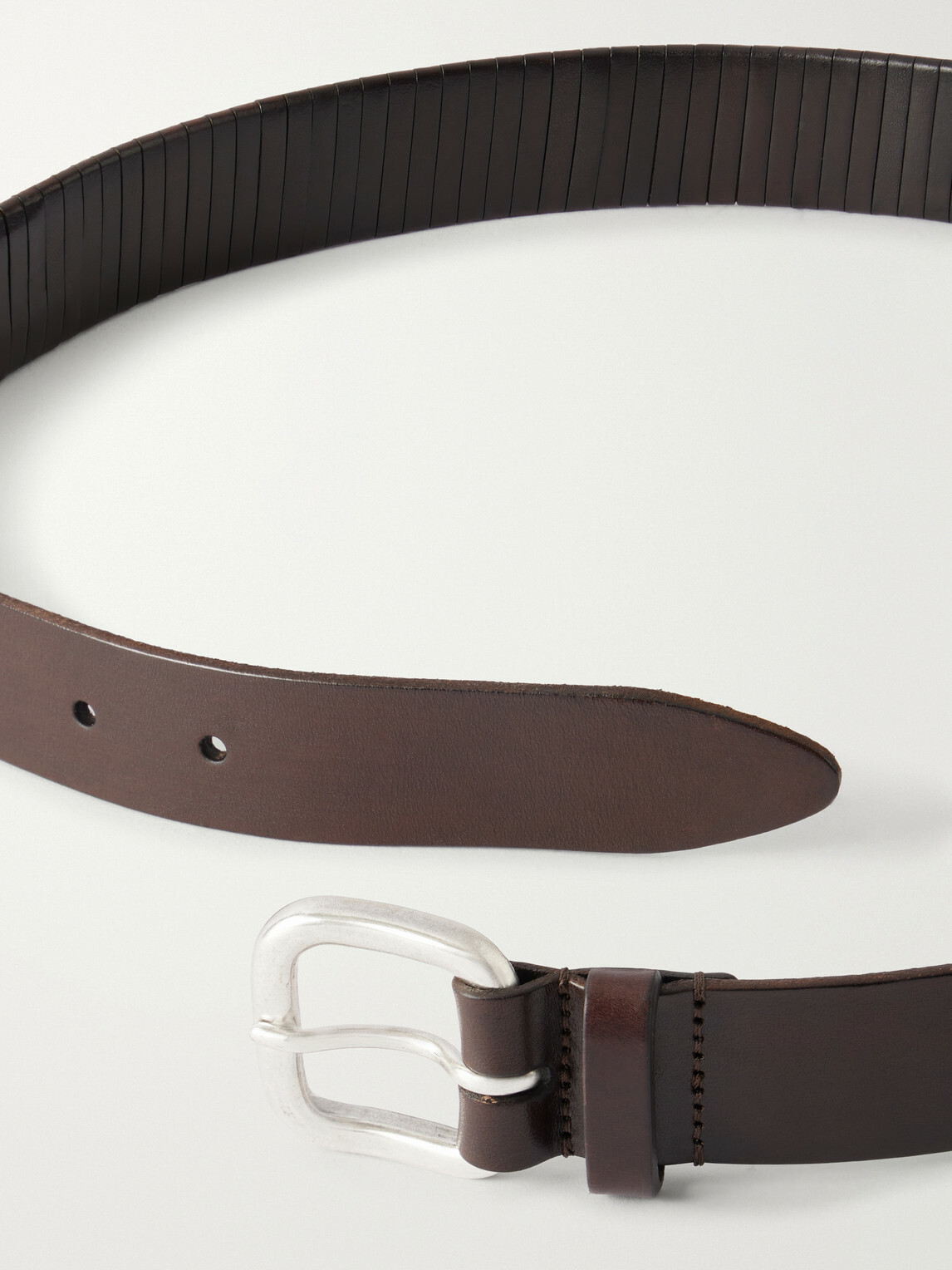 Anderson's - 3cm Woven Leather Belt - Brown