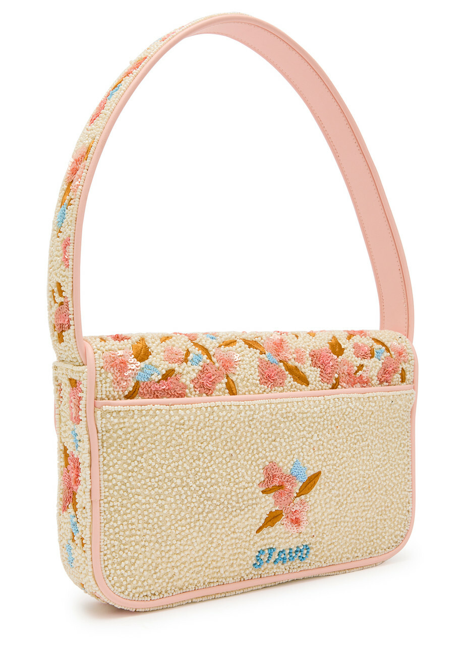 Staud Tommy Floral Beaded Shoulder bag - Pink - One Size