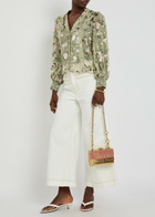 Alice + Olivia Arlette Floral-devoré Chiffon Blouse Light Green