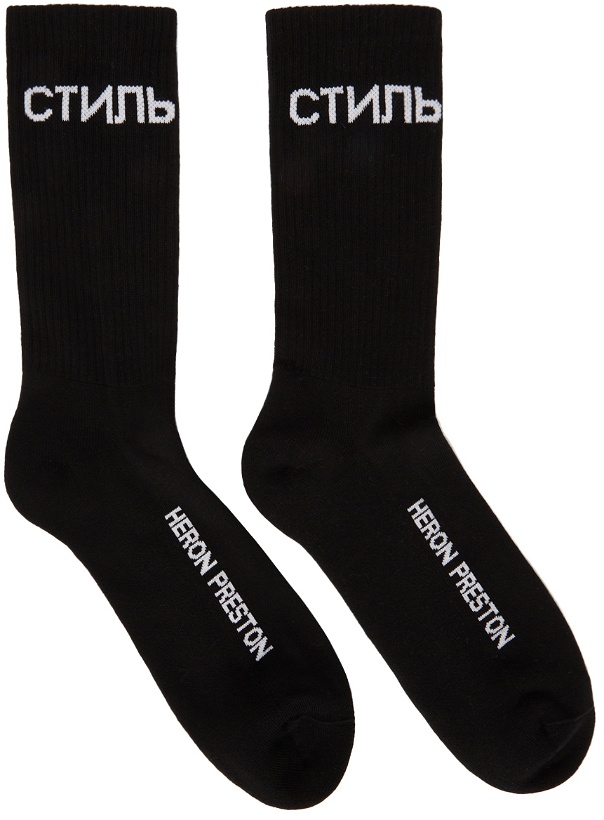 Photo: Heron Preston Black & White Logo Long Socks