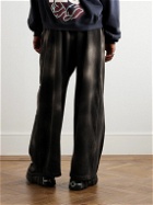 RRR123 - Faster Flight Wide-Leg Logo-Print Cotton-Jersey Sweatpants - Black