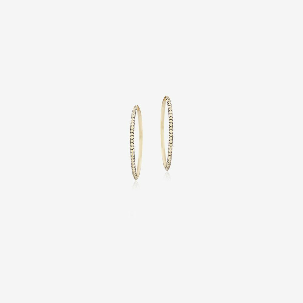 Harwell Godfrey 18K Yellow Gold Skinny Talisman Diamond Hoop Earrings