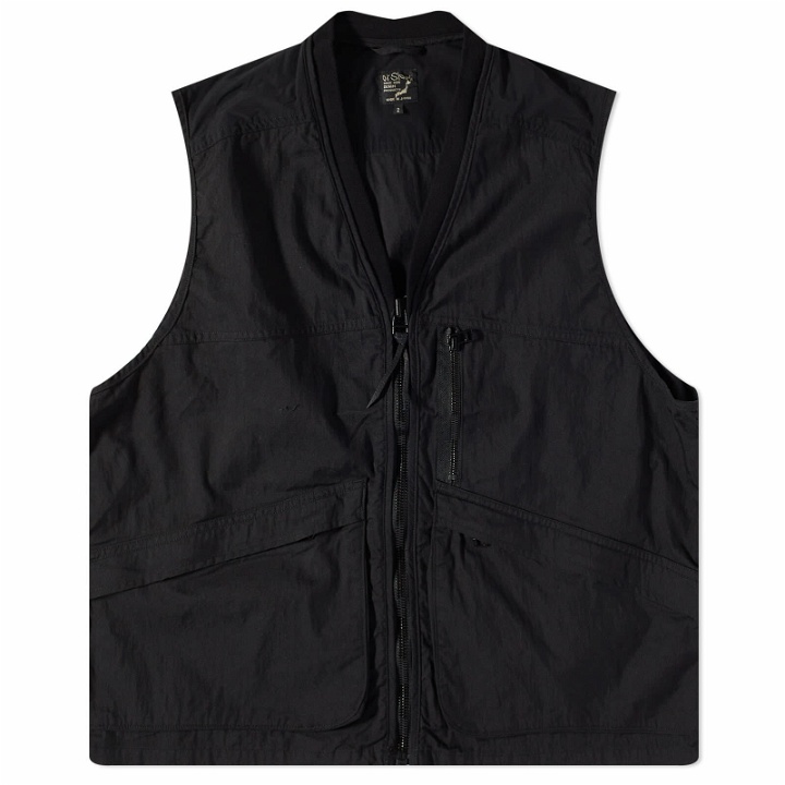 Photo: orSlow Men's Cotton Nylon Utility Vest in Black