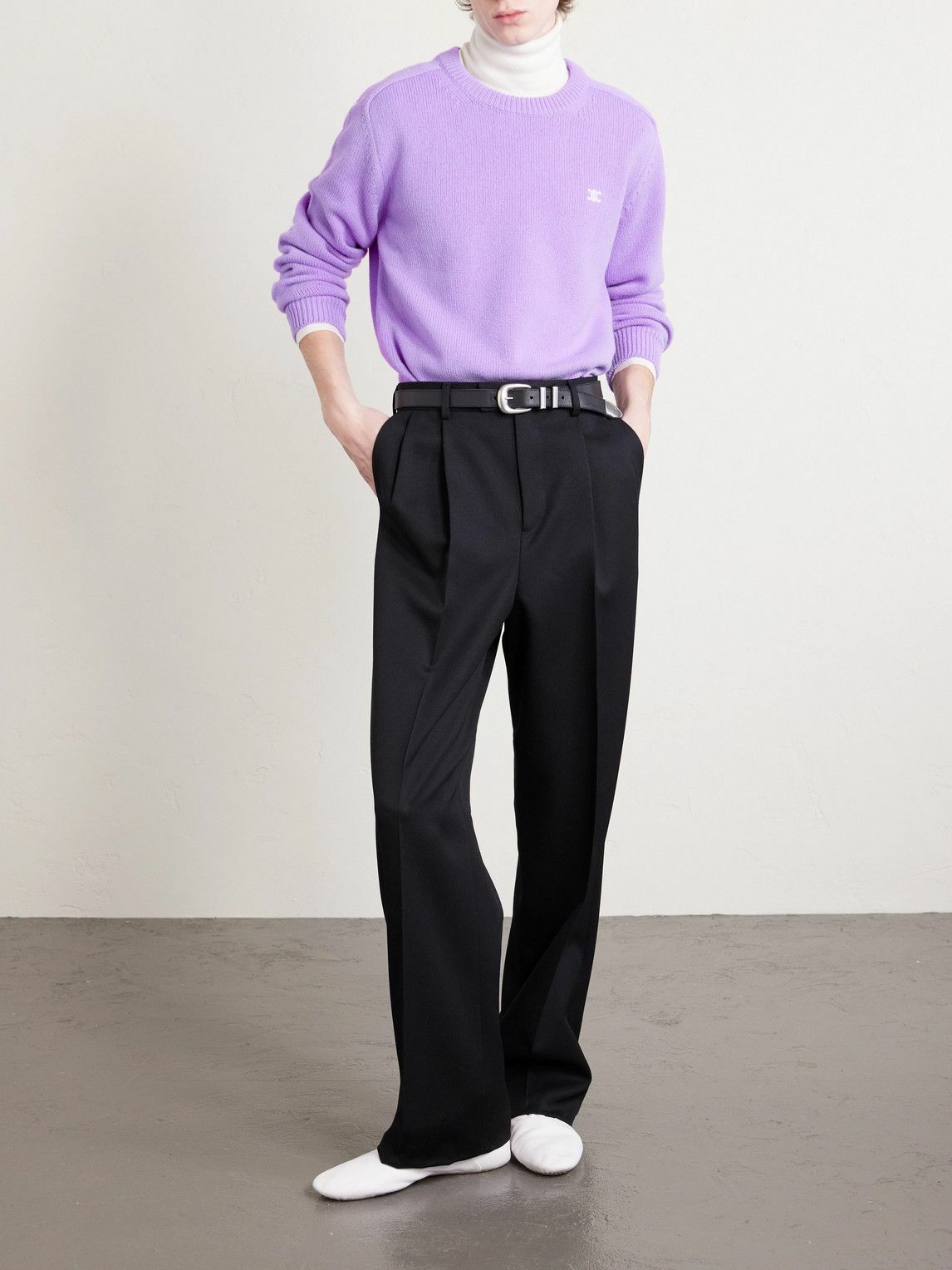 CELINE - Wool and Cashmere-Blend Sweater - Purple