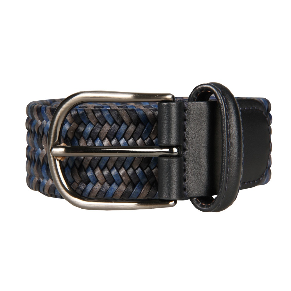 Elasticated Leather Belt - Blue
