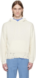 Marni Off-White Dishevelled Cotton Hoodie