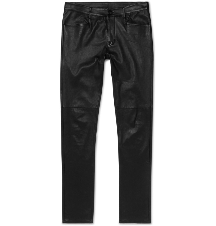 Photo: Rick Owens - Tyrone Skinny-Fit Stretch Leather and Cotton-Blend Trousers - Black