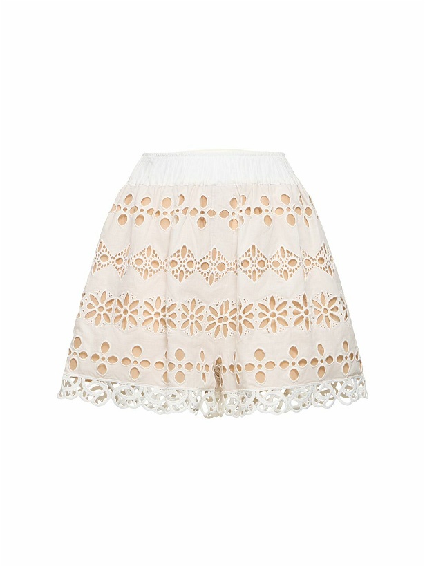 Photo: ELIE SAAB Embroidered Cotton & Silk Blend Shorts
