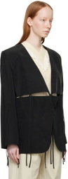 Yuzefi Black Collarless Split Blazer