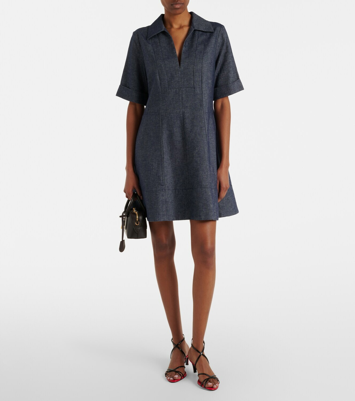 Vince Cotton and linen chambray minidress