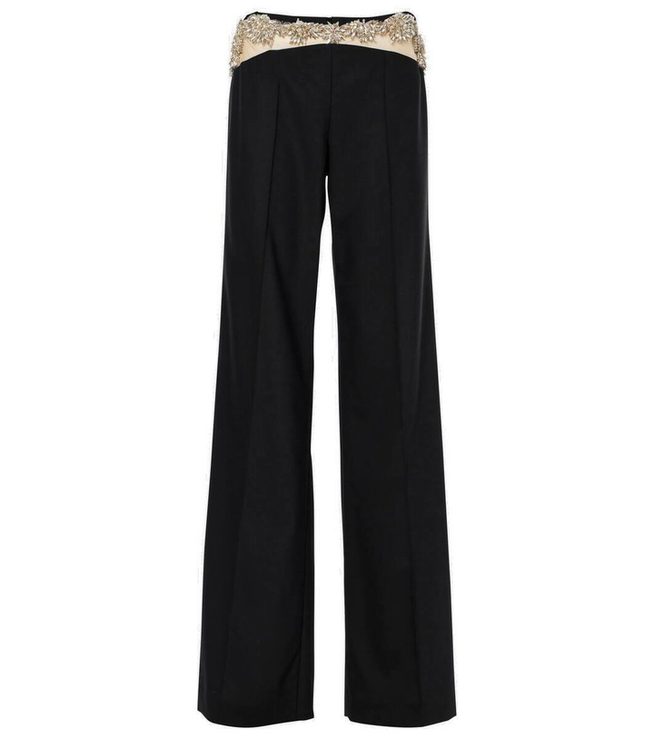 Photo: Costarellos Stelle embellished wool-blend slim pants
