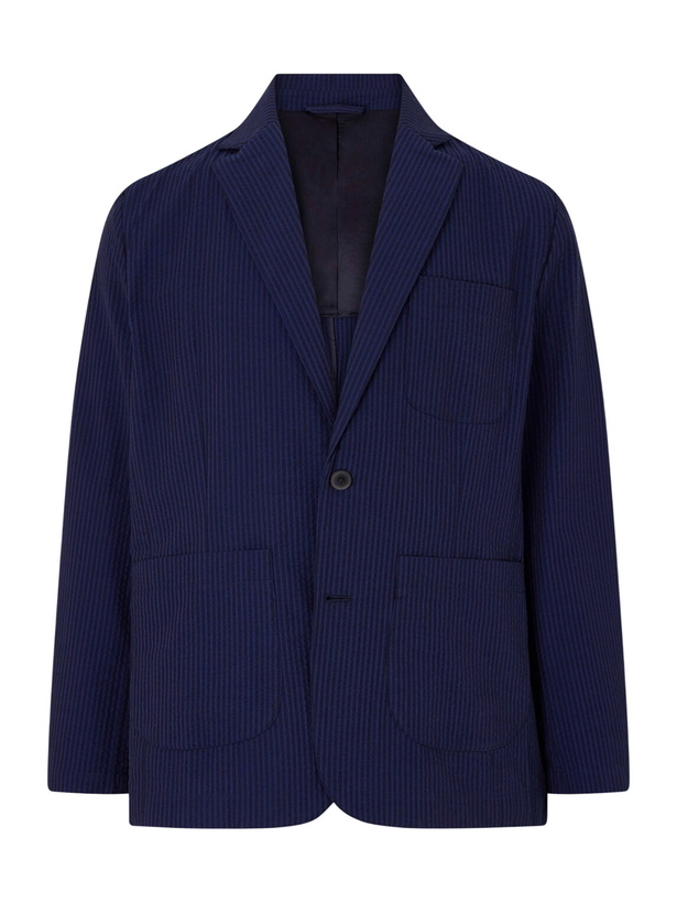Photo: Portuguese Flannel - Atlantico Organic Cotton-Seersucker Suit Jacket - Blue